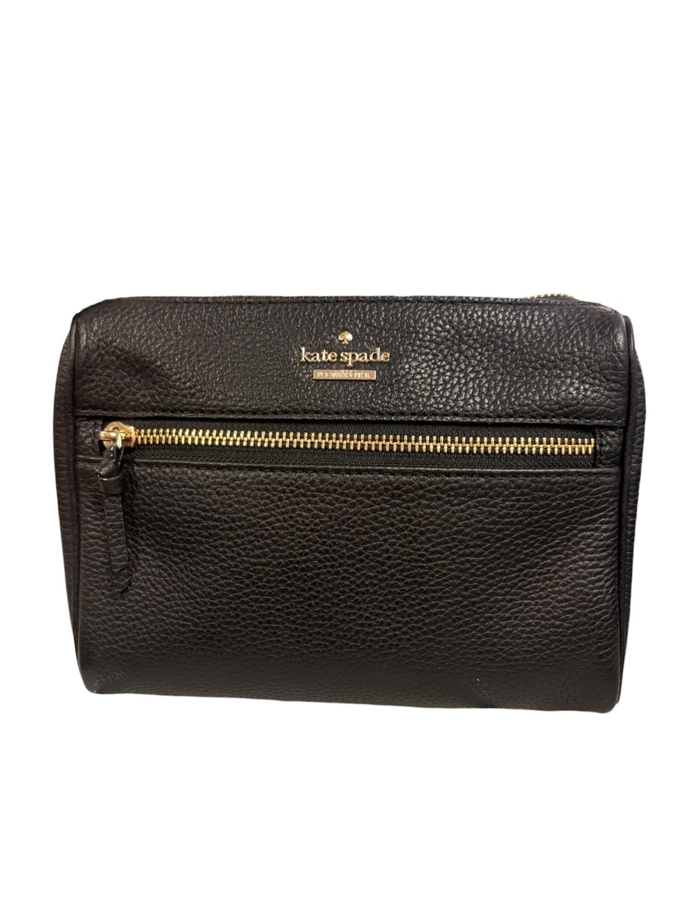 kate spade Black Pebbled Leather Crossbody with Gold Hardware